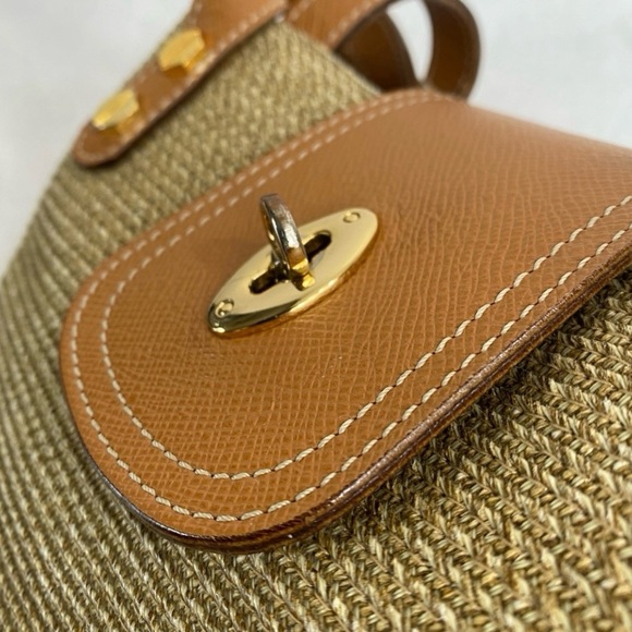 Eric Javits Women Tan Brown Rattan Flap Shoulder Purse Bag Boho Coastal Tropical - Picture 7 of 16